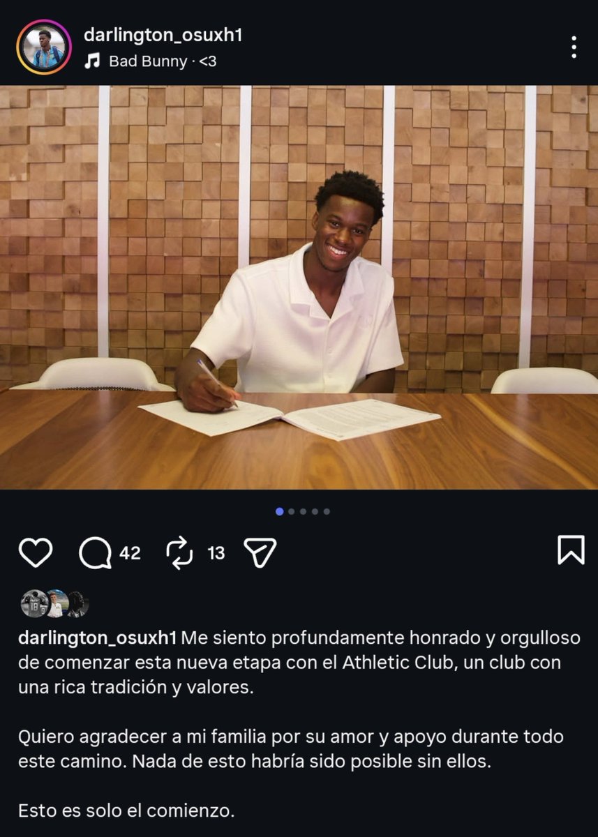 AthleticXtra's tweet photo. 🚨🚨 Darlington Osuchukwu confirma en Instagram su fichaje por el Athletic Club. ✍️ https://t.co/eJThybo4Jo