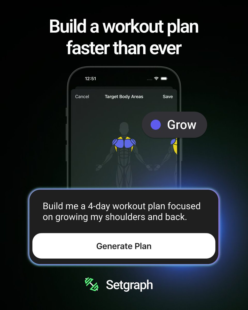 SetgraphApp's tweet photo. Tell us what you want to achieve, and let us build a personalized plan for you. #workoutplan #gymplan https://t.co/vogmV4YNrN