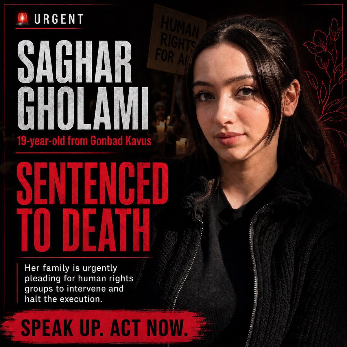 labkhand07's tweet photo. #SagharGholamiThe Regime in Iran wants to execute this young protester 
Say something, do something 
Don’t let them kill her
#DigitalBlackOutIran‌
@amnesty https://t.co/tamR9qrf17