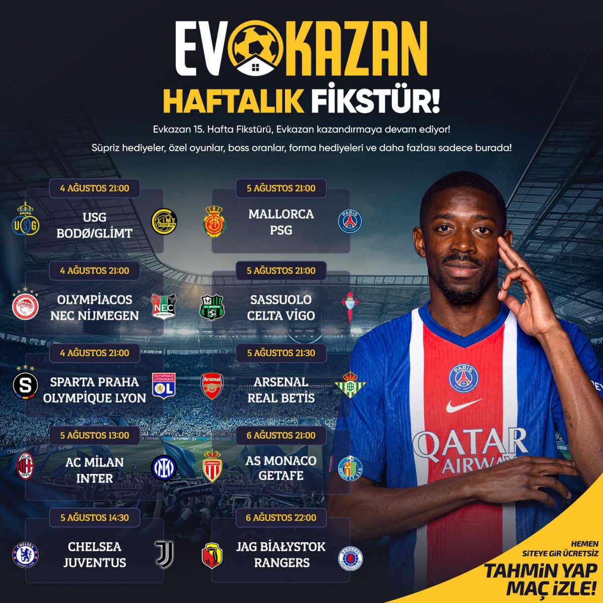 madridbetgirisx's tweet photo. ⚽Evkazan 15. Hafta Fikstürü Yayında!

Öne çıkan karşılaşmalarında ücretsiz tahminini yap, sürpriz hediyeler ve özel fırsatları keşfet.🏆

Haftanın maçlarını kaçırma!🏟️

🔗Güncel link profilde!

#Madridbet Nelson Semedo Japonya'da 7.1 https://t.co/1zW31DCmZY