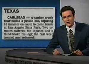 NormSNLJokes's tweet photo. In Carlsbad, Texas, a tanker truck crashed into a prison bus, injuring sixteen inmates.

Doctors say it will be at least two weeks before the men are up and around and raping each other again. https://t.co/jSmlrVP56v