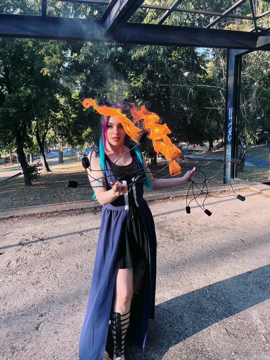 theelusivemoon's tweet photo. I had a chance to burn after a full year of being extinguished last weekend 🤣🔥 woohoo! #firedancer #firefans #goth #rave https://t.co/bZvaQpWnMH