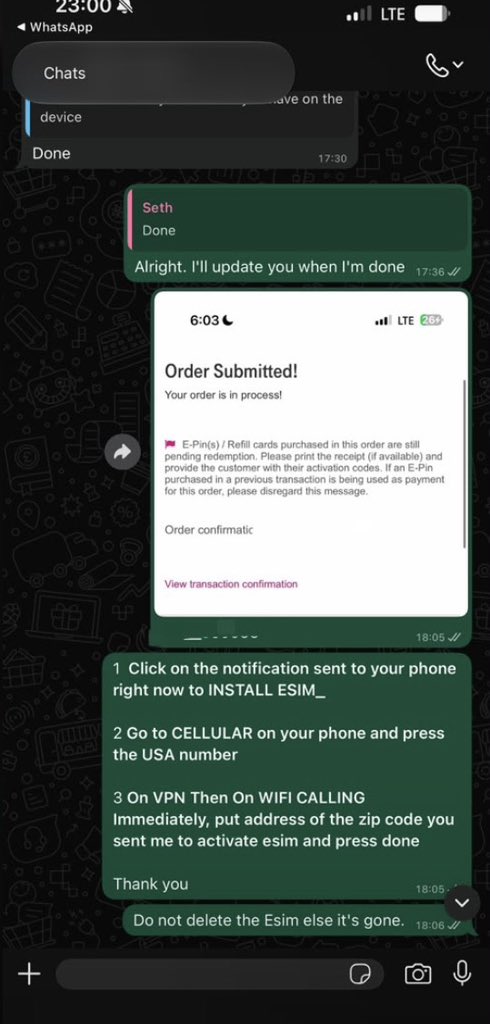beluxlogs's tweet photo. T mobile esim activated https://t.co/xsV9ZDnvam