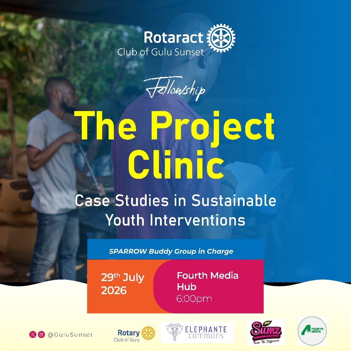 GuluSunset's tweet photo. Attention! Attention!
 How do we build youth projects that actually last?  
At The Project Clinic we’ll dive into real case studies on peer health, co-designed cities &amp; school farms.  
Let’s learn what works → and use it. https://t.co/CNqyhCGDmE
