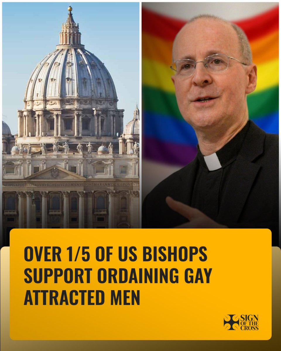 CatholicSOTC's tweet photo. Over 1 in 5 US bishops support ordaining gay-attracted men to the priesthood, directly contradicting Catholic teaching.

James Martin used this survey to call for gay men to be admitted into seminaries.

https://t.co/jaOMEDzQYv https://t.co/jYIroSpKxI