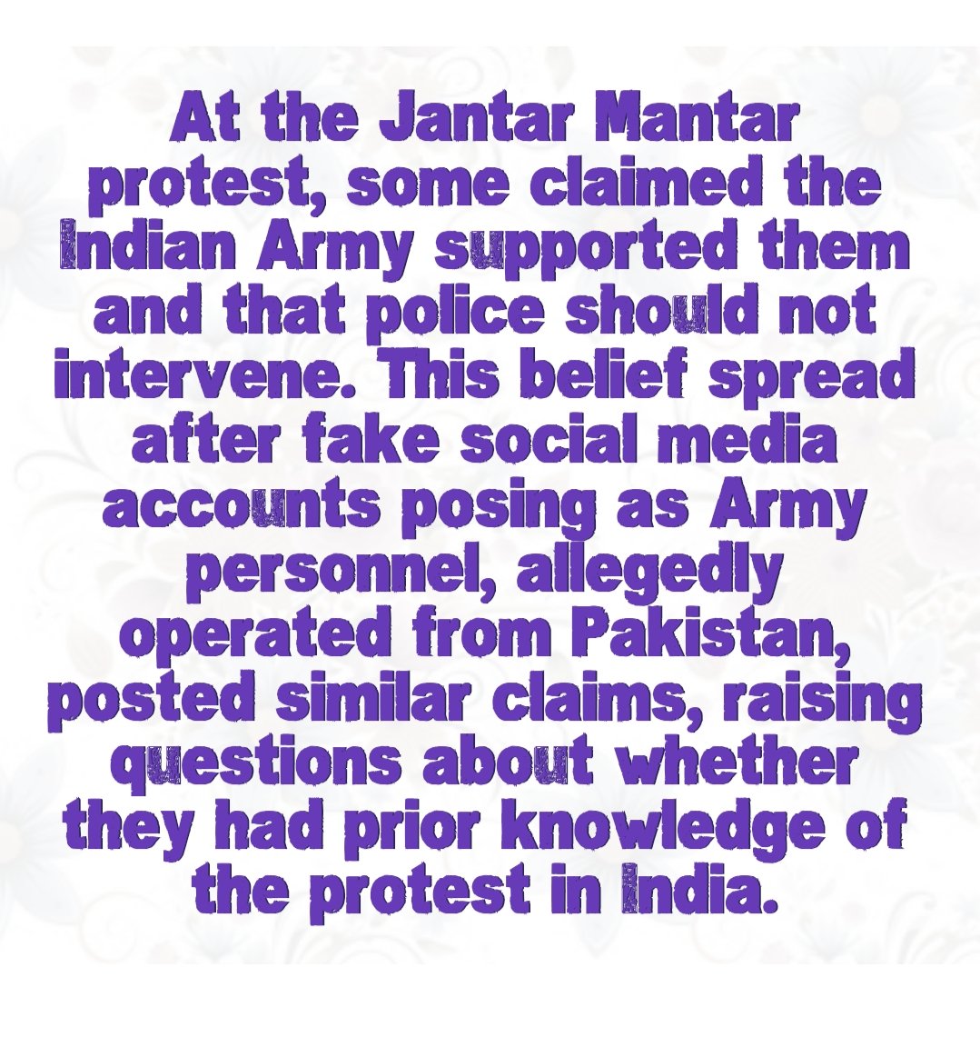 MuhurthamO's tweet photo. At the Jantar Mantar protest, some claimed the Indian Army supported them and that police should not intervene. This belief spread after fake social media accounts posing as Army personnel, allegedly operated from Pakistan, posted similar claims, central govt should enquire it https://t.co/HBn6jVOD34