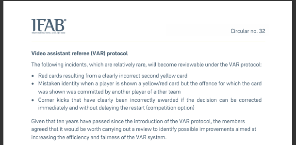 GoldeoroCarp's tweet photo. @ErrorArbitralTR FALSO. El mundial usó el circular 32 y 33. La aclaración del IFAB es del CIRCULAR 34, que no aplica para el mundial. https://t.co/KfML3CjpCz