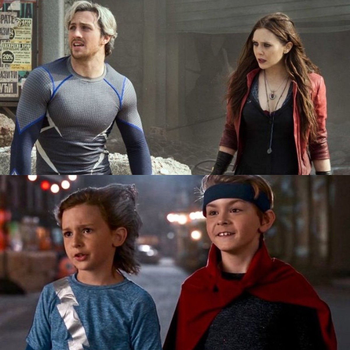 filhodaWanda's tweet photo. acho lindo que quando a Wanda descobriu que os filhos eram gêmeos ela logo pensou no Pietro e como a magia dela age no piloto automático ela deu a benção dos poderes para os gêmeos 

Tommy ficou com a super velocidade pq foi o primeiro a nascer assim como o Pietro e o Billy ficou com a magia do caos