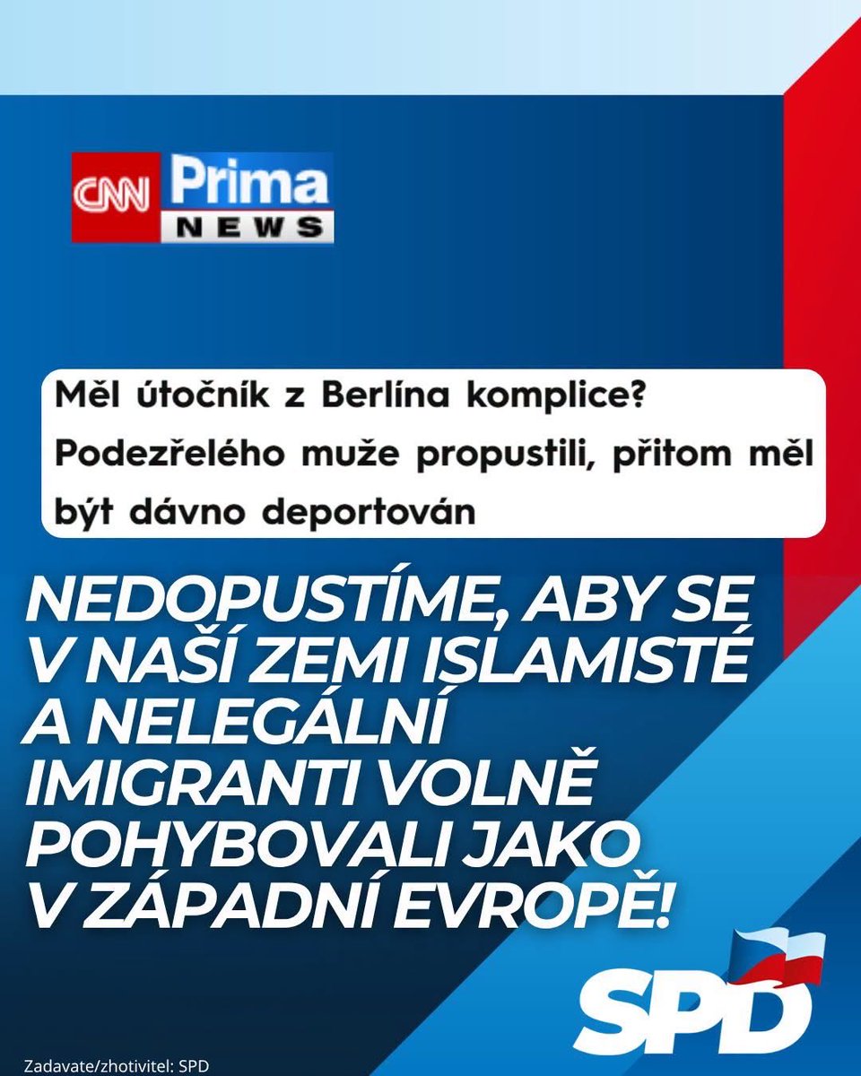 tomio_cz's tweet photo. Na povrch vyplouvají další šílené informace o tom, jak německý stát nechává islamisty a nelegální imigranty volně působit a pohybovat se.  Imigrant, který byl podezřelý z podílu na nedávném teroristickém útoku v Berlíně, byl zadržen policií a následně propuštěn. Přitom měl být deportován už v roce 2024 a spáchal několik násilných trestných činů, píše německý deník Bild a u nás CNN Prima.❗☝ Takové lidi nechává německý stát na svém území a pohybovat se na svobodě! Podle mě by takoví lidé měli být ve vězení nebo být deportováni! Nepřipustíme masovou islámskou imigraci v naší zemi a přerozdělování imigrantů ze strany EU!

☝Bezpečnostní složky se podle informací deníku Bild sice rozhodly Taymaze S. sledovat, jenže muži se po propuštění podařilo uniknout. Jeho současný pobyt není znám! „Muž opakovaně odsouzený za násilnou trestnou činnost zmizel a podle všeho se stále pohybuje někde v Berlíně,“ uvádí Bild.

➡Osmadvacetiletý Taymaz S. byl zatčen jako druhý podezřelý po teroristickém útoku na akci na podporu práv komunity LGBT+, která nese název Christopher Street Day (CSD). Auto, kterým byl teroristický útok spáchán a které řídil jedenadvacetiletý Abdul Ballout, mělo totiž na místě spolujezdce proražené sklo. Policisté se proto domnívali, že v autě seděl někdo další. Podezření se však nepotvrdilo, jelikož ve vozidle nebyla nalezena DNA. Zatčený muž byl proto propuštěn z policejní vazby, píše německý deník Bild.

☝Íránec má přitom od 22. srpna 2024 povinnost opustit Německo. Vyplývá to z jeho azylového spisu, který má deník Bild k dispozici. Seznam jeho trestných činů je dlouhý. Ve spise jsou zaznamenána odsouzení za opakované nebezpečné ublížení na zdraví, násilný útok na úřední osoby při výkonu jejich pravomoci, krádeže spáchané organizovanou skupinou a loupežné vydírání.

➡Po prvotním šoku se začalo v Německu debatovat o tom, jak je možné, že byl Abdul Ballout na svobodě, i když bylo známo, že je nebezpečným islamistou. Podle generálního státního zastupitelství se v minulosti pokusil stát se členem teroristické organizace Islámský stát (IS) v Sýrii. Poté, co kvůli tomu strávil v Libanonu tři měsíce ve vězení, se loni v listopadu vrátil do Německa. Hned na letišti byl zadržen, soud mu pak 12. května uložil trest 22 měsíců vězení. Rozsudek ale nebyl pravomocný, protože se proti němu odvolala generální prokuratura. Soud přitom ovšem zároveň zrušil zatykač a Abdul B. se tak dostal na svobodu.

 #islam #teror #imigrante