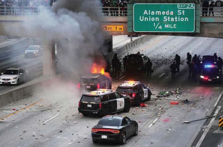 USAttyEssayli's tweet photo. Ismael Vega, 42, of Westlake, was sentenced to 37 months in federal prison for violently attacking CHP officers during an anti-immigration law enforcement riot in downtown Los Angeles last year.

On June 8, 2025, Vega threw rocks and dropped burning debris from the Main Street 101 Freeway overpass in DTLA onto a CHP vehicle as officers were trapped below, setting the vehicle ablaze and creating a substantial risk of death or serious injury.

Vega pleaded guilty on April 29 to obstructing and interfering with law enforcement and has been ordered to pay $253,415 in restitution. This incident stood out during a time of enormous violence against law enforcement.

Those who attack our brave officers protecting public safety will face federal prison time for their crimes. Let this be a warning to others who think they can act without consequences.