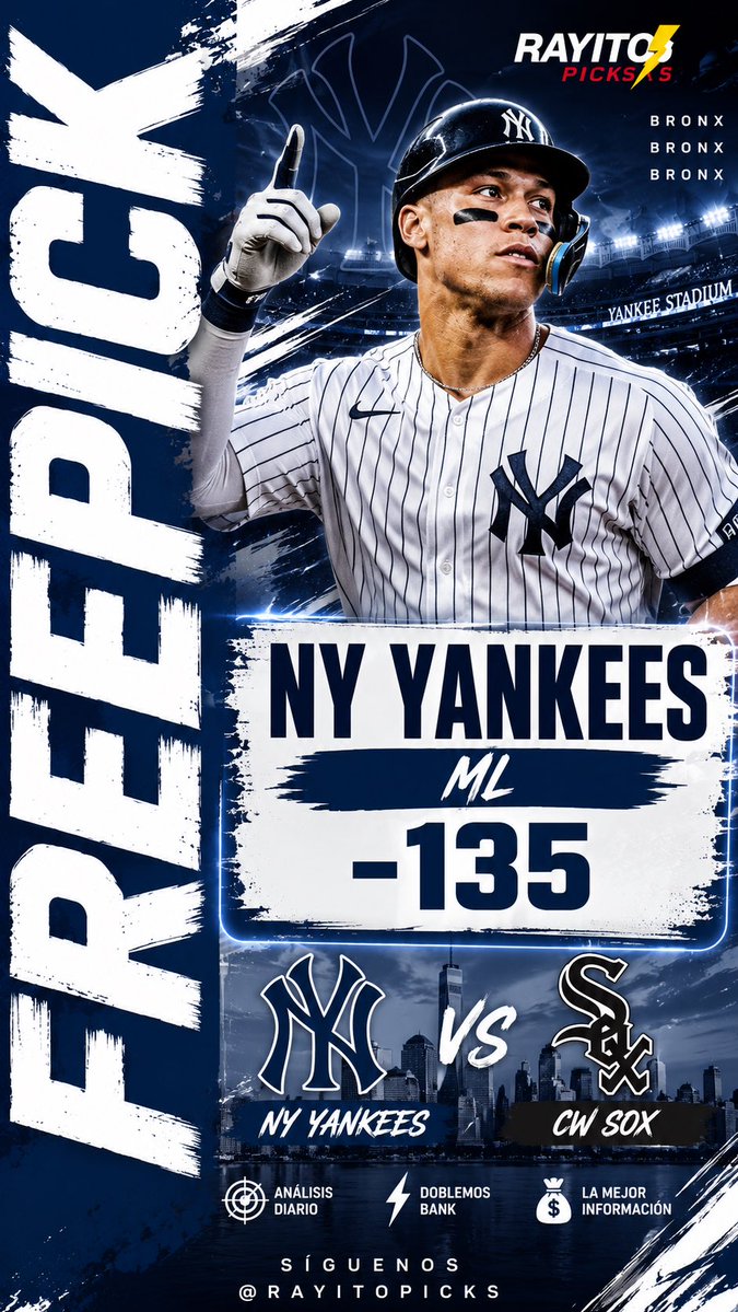 ApuestasRayito's tweet photo. ⚾️ FREEPICK MLB ⚾️

🔥 NY YANKEES ML
💰 Momio: -135
🆚 Yankees vs White Sox

📈 Los Bombarderos del Bronx tienen todo para imponer condiciones esta noche. Es momento de aprovechar este valor antes de que la línea se mueva. 👀

#MLB #Yankees #FreePick #Beisbol #RayitoPicks https://t.co/CDut1d5YEw
