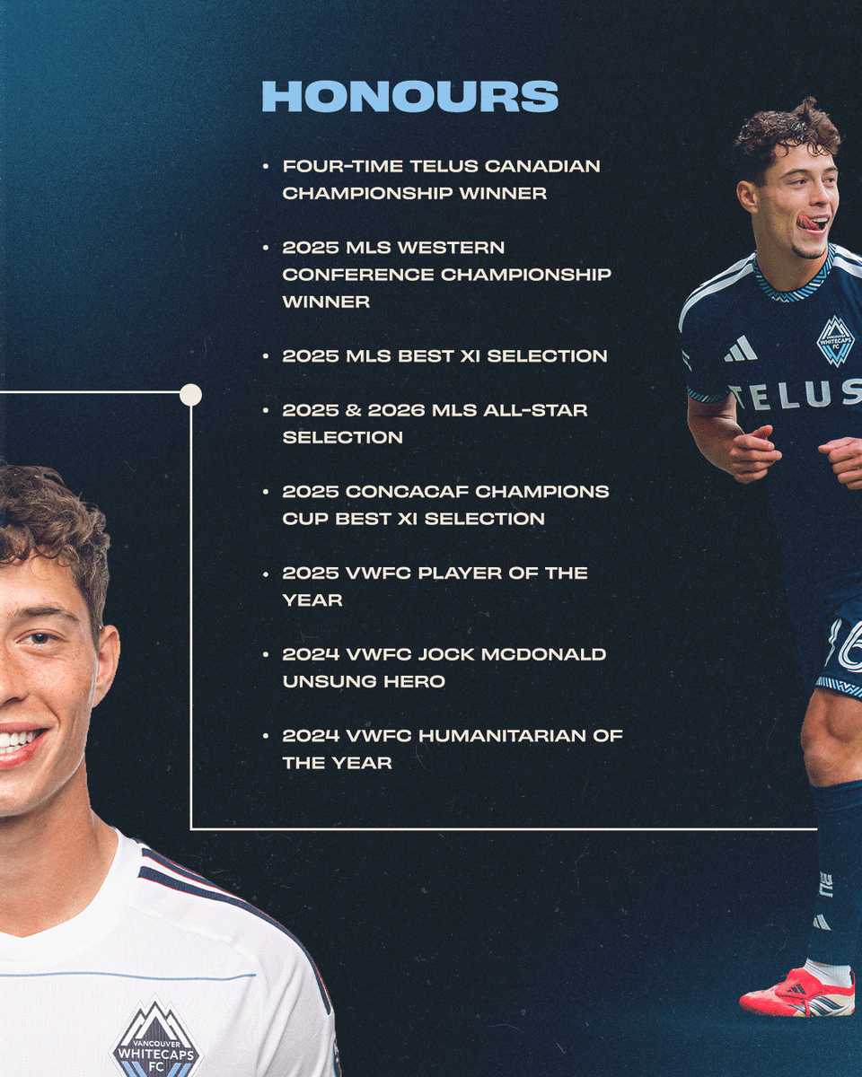 WhitecapsFC's tweet photo. 𝐎𝐮𝐫 #𝟏𝟔. 🌊

167 appearances. 20 goals. 34 assists.
The numbers speak for themselves, but it was also your heart, your character, and your commitment to this club that made you special. https://t.co/Yg7ozmiXn2
