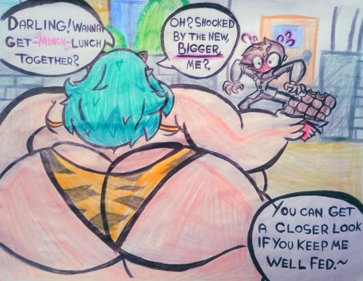 KeerieEerie's tweet photo. With the extra padding, her darling will finally have eyes only for her!~(Althought it might be a bit hard to look anywhere else...given her size :3)
#lum #uruseiyatsura #wg #weightgain #wg_sequence https://t.co/iiq7gJ2fH7