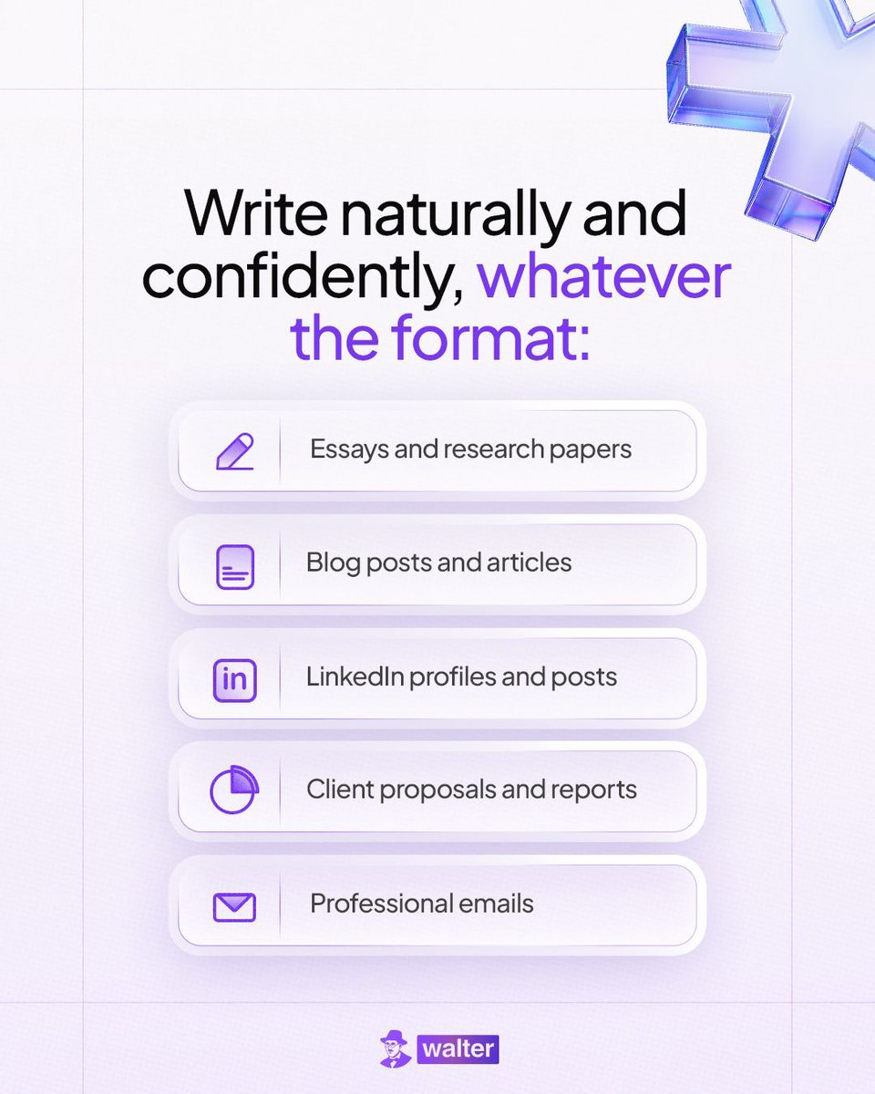 walterwrites_ai's tweet photo. Your voice should remain consistent whether you are writing an essay, a blog post, a proposal, or an email.

https://t.co/lVaQe3OBys helps you adapt to every format without making your writing sound generic.

Write naturally in every format with https://t.co/lVaQe3OBys.

#WalterWritesAI #AIWritingTool #ProfessionalWriting #ContentWriting #WritingMadeSimple #WriteNaturally