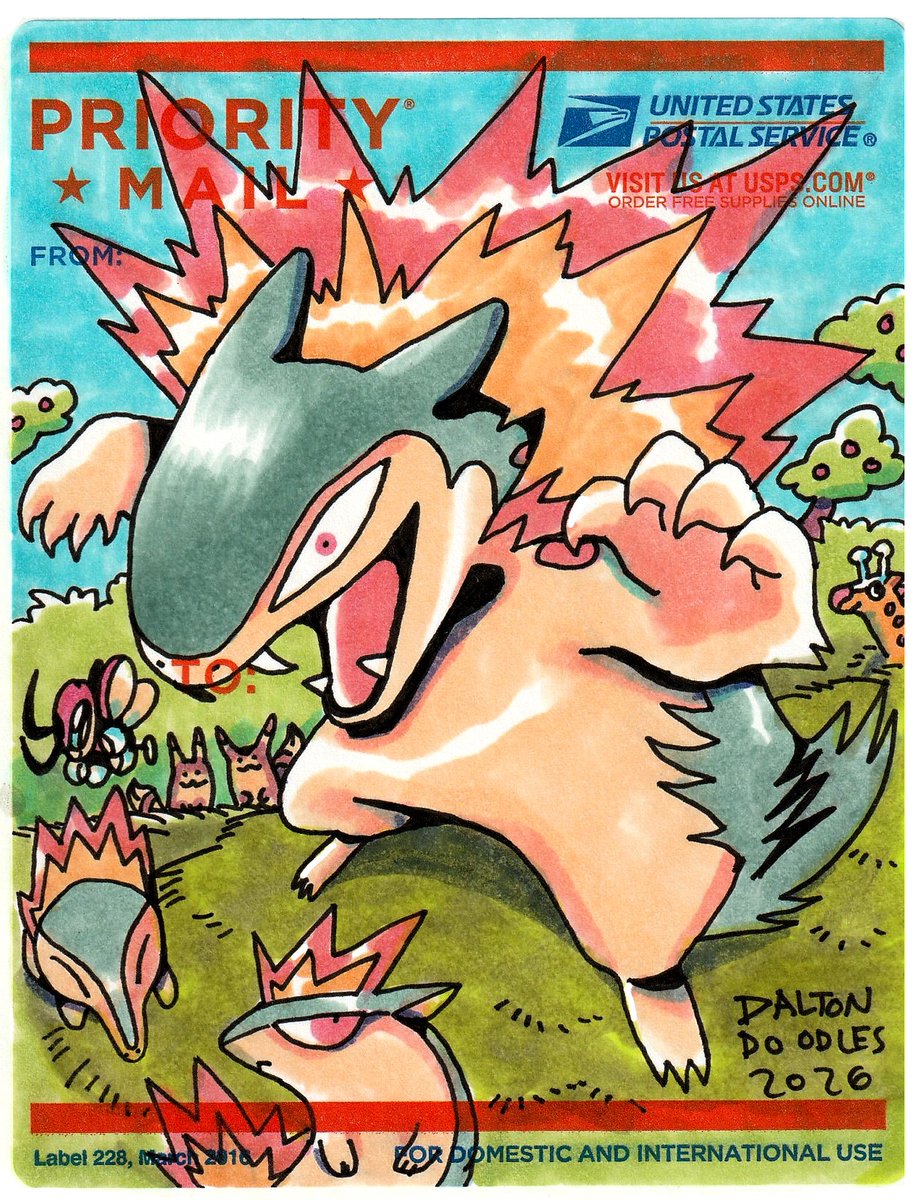 daltondoodles's tweet photo. Typhlosion USPS Pokemon Sticker Artwork https://t.co/xaip2KzgpH