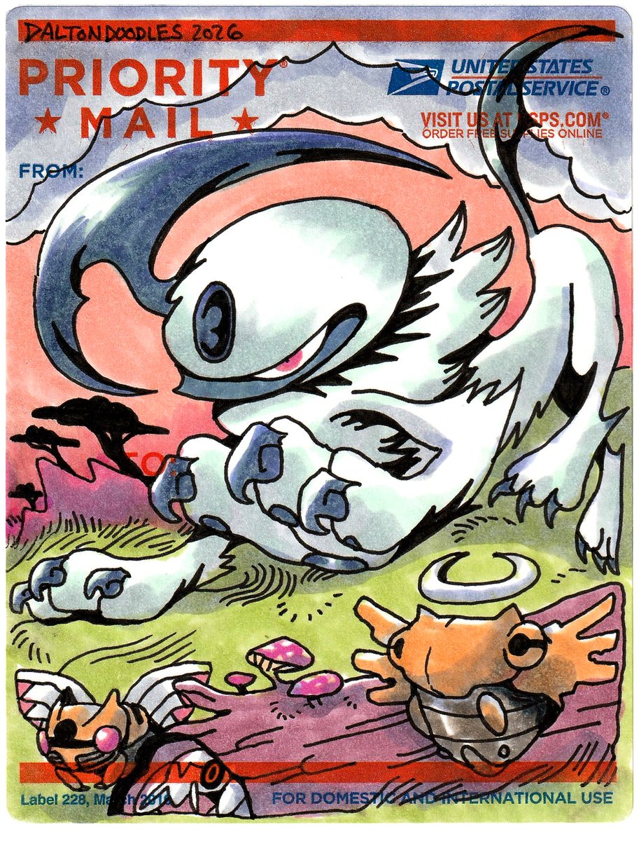 daltondoodles's tweet photo. Absol USPS Pokemon Sticker Artwork https://t.co/g3vPzciyIq