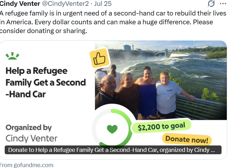 NetherlandsTX's tweet photo. it seems like every Refugee has a goFundme and never ending AmazonWishList despite they get $ from US Government +medicaid and free flights https://t.co/Hkt6isJ3AG