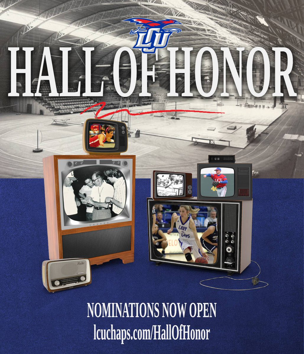 LCUCHAPS's tweet photo. Who do YOU think should be inducted into the LCU Athletic Hall of Honor? 

Submit your nominations by August 31 at the link below ⬇️
https://t.co/It1Go2HkYP https://t.co/IyY2t9DYB3