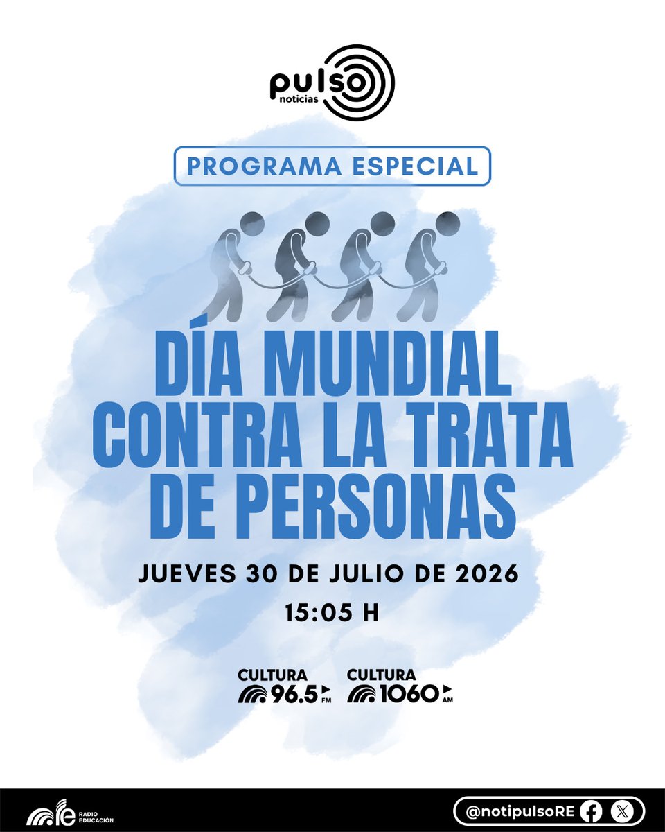 notipulsoRE's tweet photo. El #DíaMundialContraLaTrataDePersonas es una fecha clave para concienciar sobre la situación de las víctimas de este delito.

@ResilienciaKSS y @saularellano se suman a esta importante conversación en un programa especial de #PulsoNoticias 📻.

🗓️ Jueves 30 de julio
⌚️ 15:05 h https://t.co/mRS5zhasHW