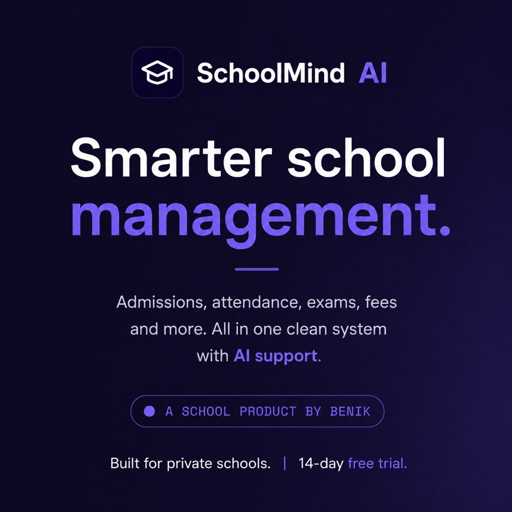 cookies_tweetss's tweet photo. Stay connected to your school—anytime, anywhere. 📱
Download the SchoolMind AI app on Google Play and the App Store to receive instant notifications and manage your school on the go.
🌐 https://t.co/5Ars6aglrE
#SchoolMindAI #EdTech #SchoolManagement #Education #SchoolTech https://t.co/kVoFlRtDJ0