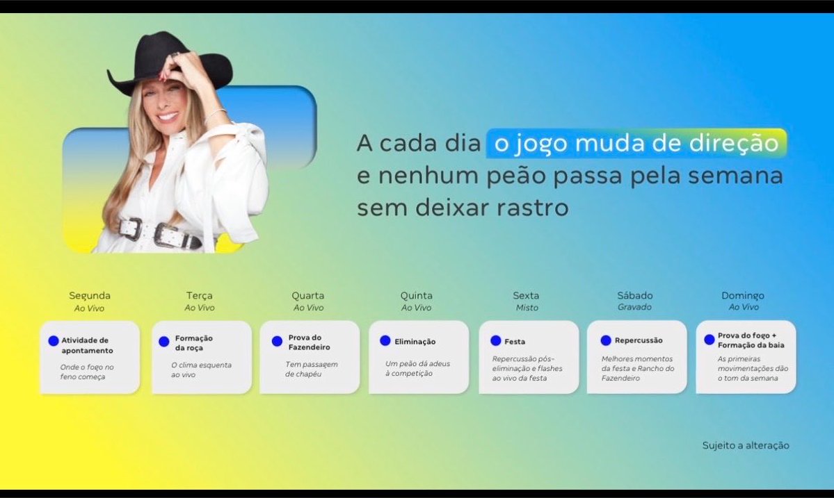 FocoNaTretaofc's tweet photo. 🚨🚨#AFazenda18 será AO VIVO de domingo à quinta-feira!
além do domingo ser ao vivo com #ProvaDeFogo, o reality também será ao vivo às segundas com a atividade de apontamento. Gostaram da novidade? https://t.co/4pMhhEtVU3