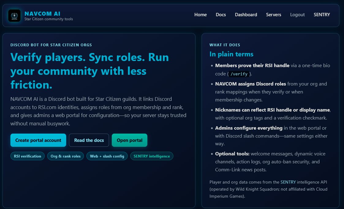 WildKnightSquad's tweet photo. NAVCOM just got a MAJOR upgrade today.

NAVCOM is a bot for Star Citizen discord management with security and control in mind.

We use it and our partner orgs use it.  Onboard one server using NAVCOM and you'll instantly onboard all other servers you are on using NAVCOM. https://t.co/QWxNsonAIj