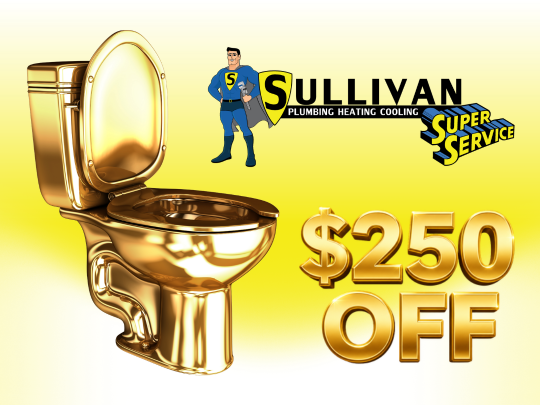 SullivanService's tweet photo. For a limited time, save $250 OFF installation of a new toilet with Sullivan Super Service!

Whether your toilet is running, leaking, clogging, wobbling, or ready for an upgrade, our plumbing heroes are ready to help. https://t.co/qBsnBBMX3c