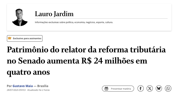opapoeconomico's tweet photo. Eduardo Braga (MDB-AM), relator da reforma tributária no Senado, declarou patrimônio de R$ 60,3 mi.

Em 2022: R$ 35,8 mi.

+R$ 24,4 milhões em 4 anos. Alta de 68%.

O cara que escreve como você paga imposto enriqueceu R$ 24 mi enquanto fazia isso. https://t.co/SmxUJilz99