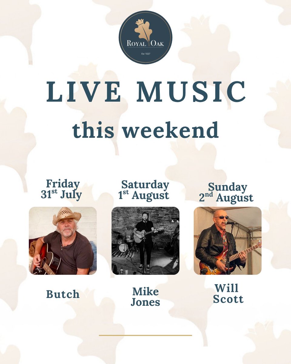 TheroyaloakSF's tweet photo. 🎤 Kick off August with a weekend of live music at The Royal Oak.
We're bringing another brilliant line-up to Saundersfoot:
Friday 31st July – Butch
Saturday 1st August – Mike Jones
Sunday 2nd August – Will Scott

Book ahead to secure your table 🎶🍻 https://t.co/rVHb1bcCPn