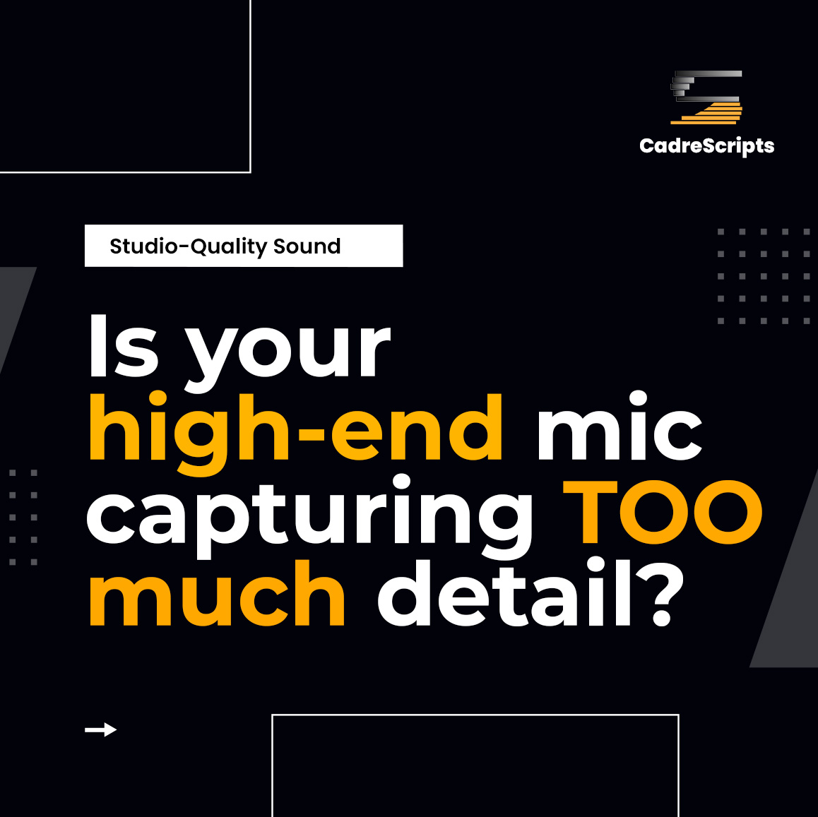 cadrescripts's tweet photo. High-definition podcast mics capture everything—including lip smacks, saliva clicks, and heavy breathing.

Specialized spectral tools and experienced engineers clean up mouth sounds naturally, keeping your voice warm and effortless to listen to.

#PodcastTips #PodcastEditing https://t.co/k8dCEykSDf