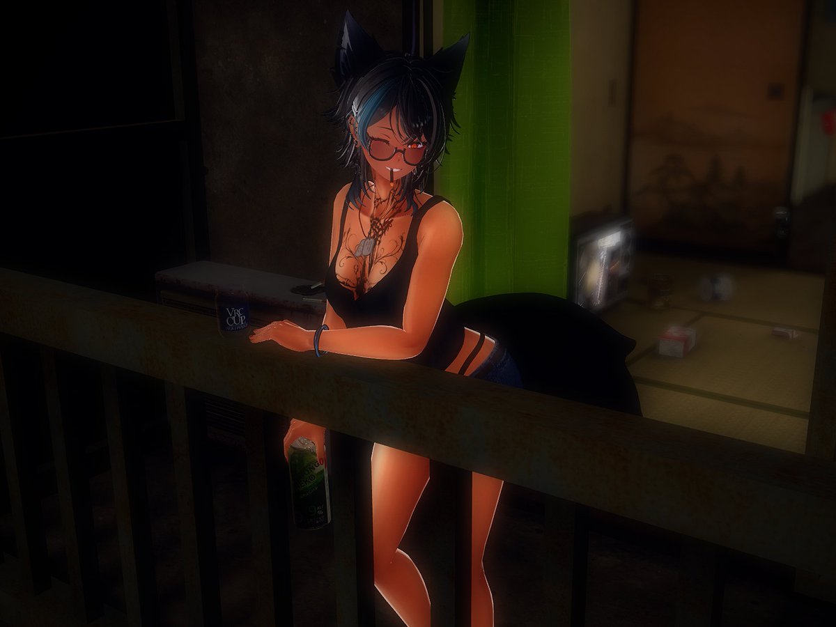 usokawasanchi's tweet photo. 一日お疲れ様、明日もがんばろ？

world:ヤニねこルーム by ケセドCHESED
#ラシューシャ #Lasyusha
#VRChat #Meteoffshot https://t.co/LTN85ZZQWZ