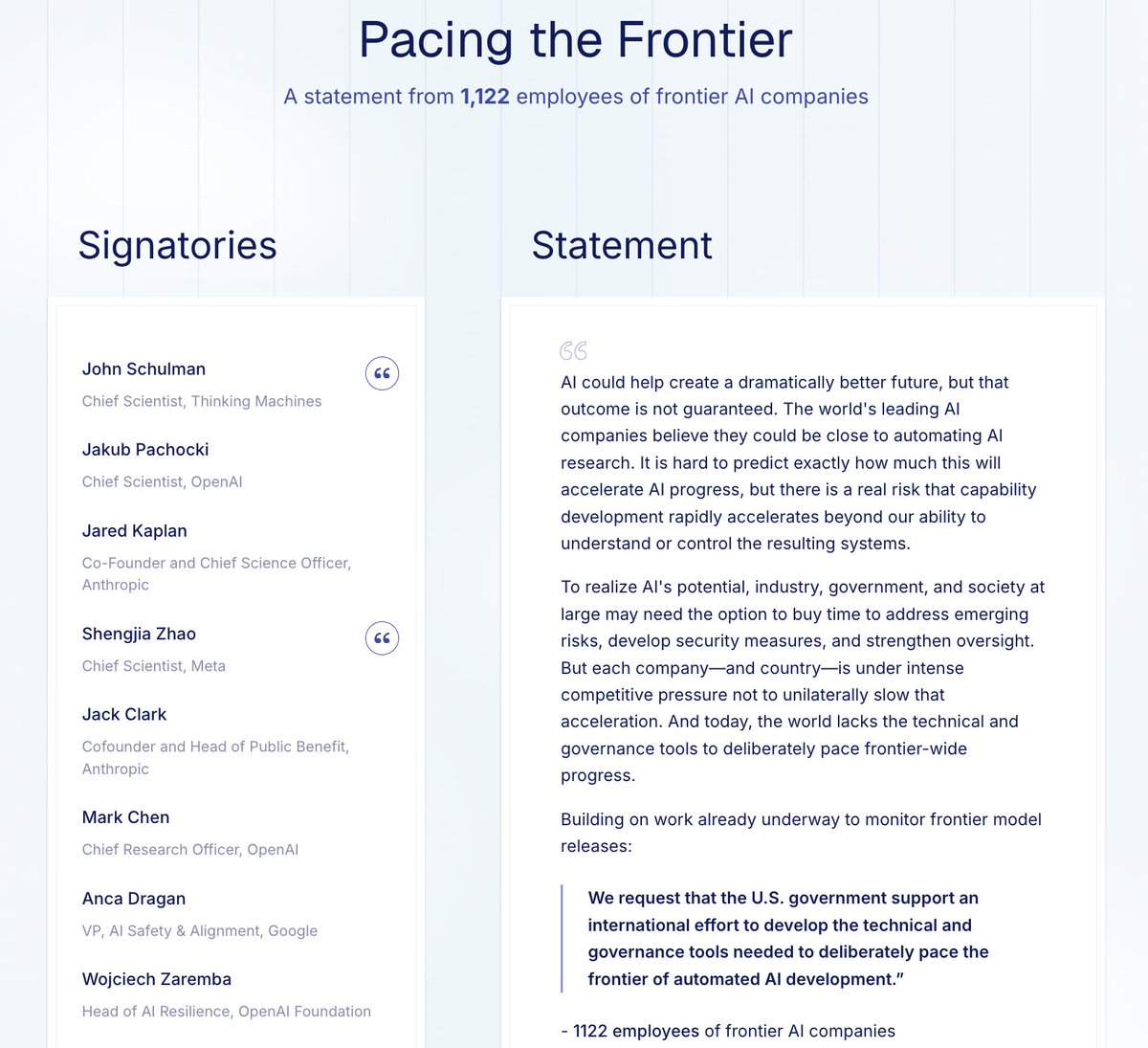 MTSlive's tweet photo. SITUATION UPDATE: The letter has been published.

1,122 frontier AI lab employees have signed so far. https://t.co/rFB26knVhG
