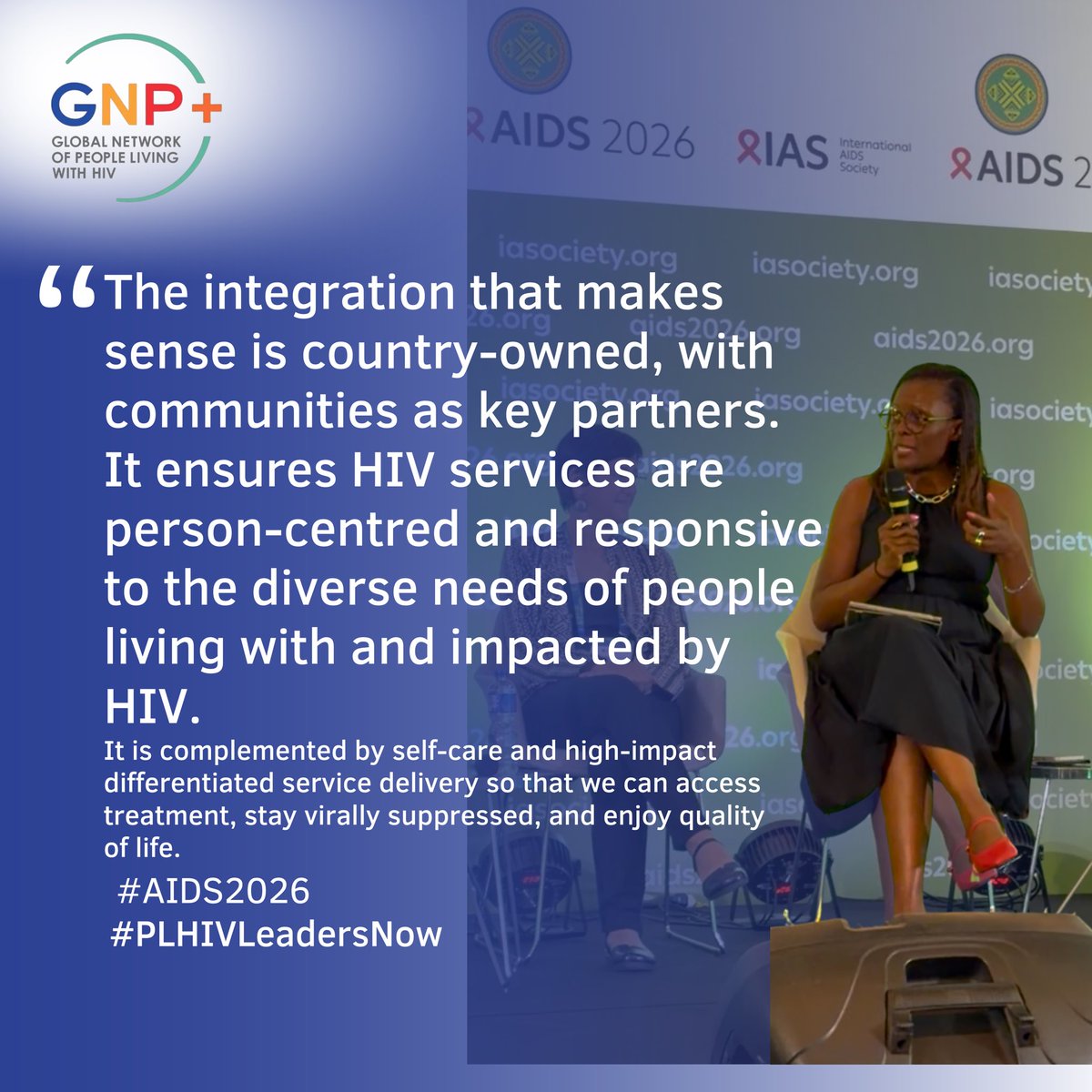gnpplus's tweet photo. “The integration that makes sense is country-owned, with communities as key partners...”

GNP+ Co-ED @floriako  message at the WHO Satellite session “
#AIDS2026 #UHC #PLHIVLeadersNow

Sbongile Nkosi https://t.co/1raxCUT7Zt