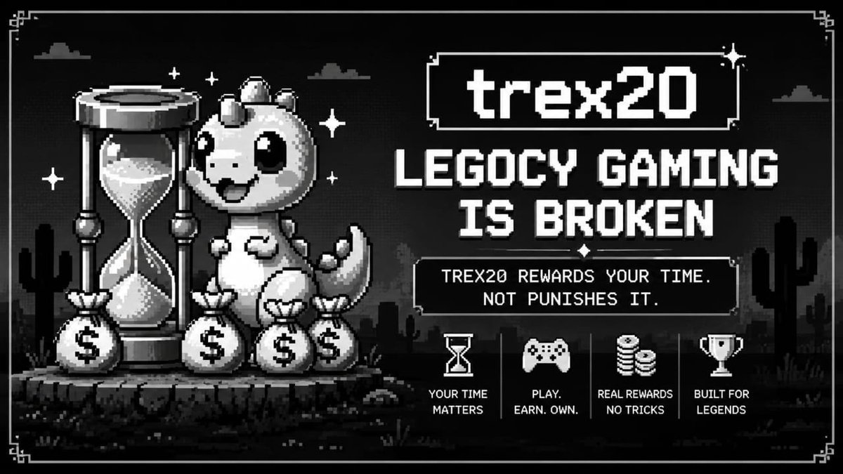 TrexOnGoogle's tweet photo. 🎮 The old gaming model took your time and your money.

TREX20 changes the game.

⚡ Earn TX20 through gameplay
🦖 Own, trade, and use your NFTs freely
₿ Powered by Bitcoin innovation through BRC20 + Ordinals
🚀 Play with purpose. Own your progress. https://t.co/ED6LcLrMdS