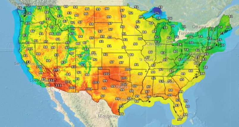 livewxradar's tweet photo. High temps for today.
See your Temps and Weather at https://t.co/HNLPnb8GMF
#cooler #tonight #storm #lows #temps #nws #today #heat #heatwave #humid #wx #weather https://t.co/mADeRkRYeE