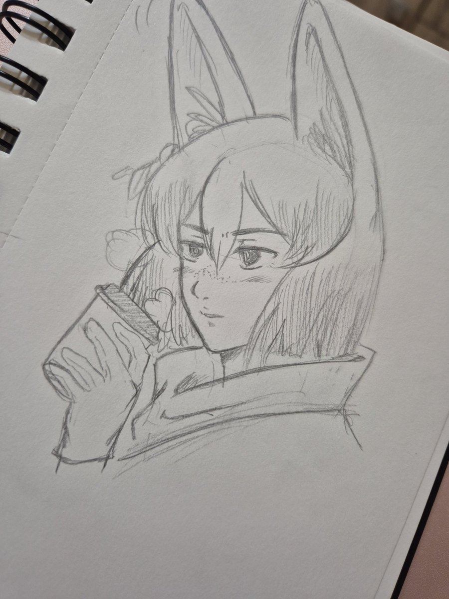 pinkyfres's tweet photo. 37° at day, me drawing #Tighnari drinking hot coffee at night. https://t.co/huqQS5DMGW