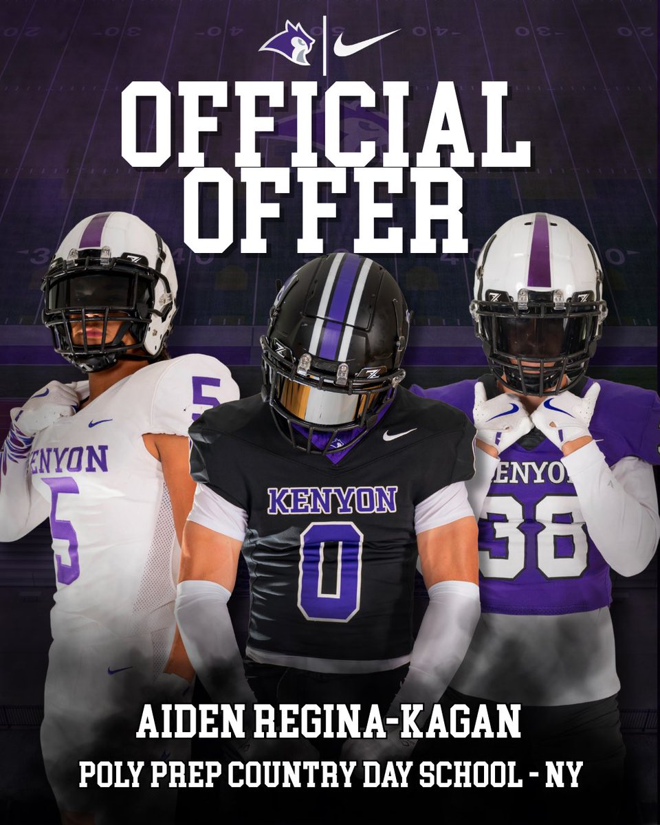 AidenR_K's tweet photo. Blessed to have earned my first offer from @KenyonFootball! Thank you to @IanMGood, @Coach_Callagy, and @CoachKD_77 for a great visit and this opportunity! @TheBKLYNFC @Get__Recruited https://t.co/HFjBYT1wdk