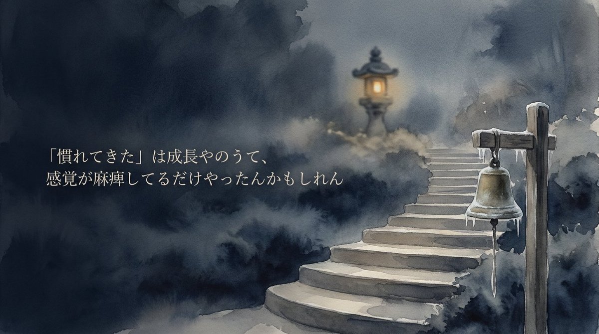 volt_nirvana's tweet photo. 強くなったんやと思ってた。実は、感じなくなっただけやった。理不尽にも、疲れにも、慣れれば慣れるほど鈍くなっていくだけなんかもしれん、と気づいた朝がある。 https://t.co/l979I4CJek
