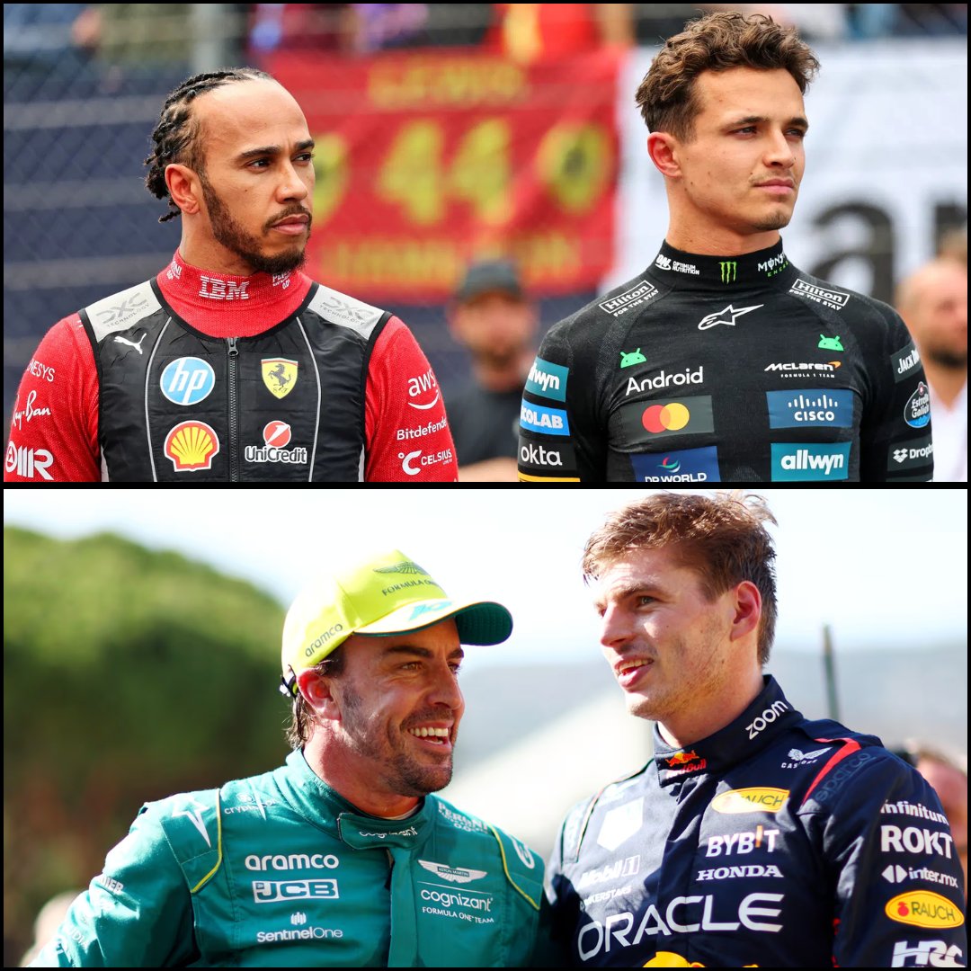 F1GuyDan's tweet photo. World champions that have won a GP race in 2026
🇬🇧 Lewis Hamilton
🇬🇧 Lando Norris

World champions that haven't won a GP race in 2026
🇳🇱 Max Verstappen
🇪🇸 Fernando Alonso https://t.co/pbNGrFw1sa