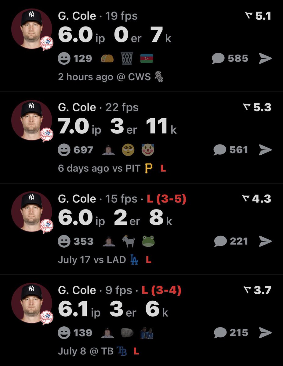 BronxBmbrz's tweet photo. That’s four straight excellent outings against four very good lineups https://t.co/W9Esq5HVyG