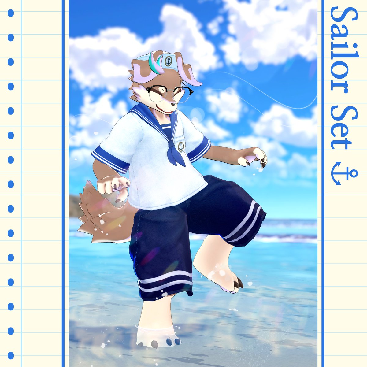 Nyto_3D's tweet photo. 夏にぴったりな爽やかな衣装セット「セーラーセット⚓ / Sailor Set ⚓」をリリースしました！

❤️ Boothの「いいね」30件ごとに、🔁リポストしていただいた方の中から抽選で1名様に衣装をプレゼントいたします！

🎉 発売記念セール開催中！
フルセット：1800円 → 1400円
単品：800円 → 650円
📅 期間：8月8日 23:59まで
対応アバター：
Libeos, Rosune, Lulu, Rere, Regulus 2.0, Regulus 3.0

詳細は下記のBoothページと商品画像をご覧いただけますと幸いです！
https://t.co/c8QMLbNcBn

#VRCリベオスくん #Regulus #Lulu #Rere #Rosune #VRChat #booth_pm