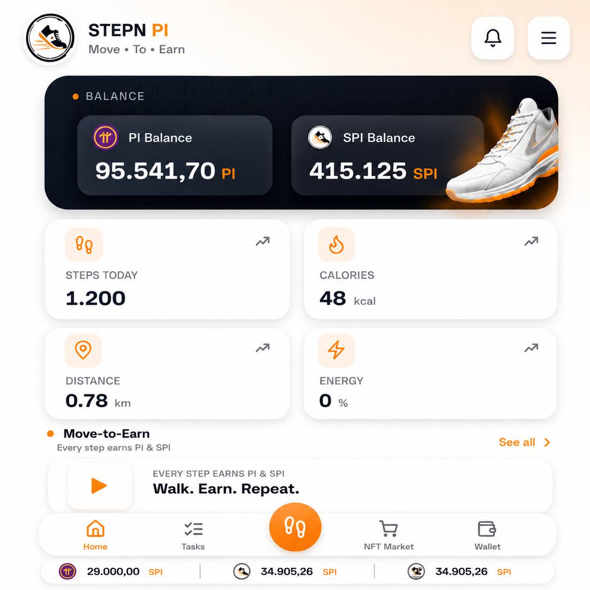 STEPN_PI's tweet photo. @STEPN_PI Official Launch – July 23, 2026🚀 Walk. Earn PI. Own NFT Sneakers 

Airdrop FREE 1 NFT Sneakers for all pioneer Pi Network 

Every step you take is more than a workout—it's a step toward a healthier lifestyle and a stronger Pi Network-powered future.