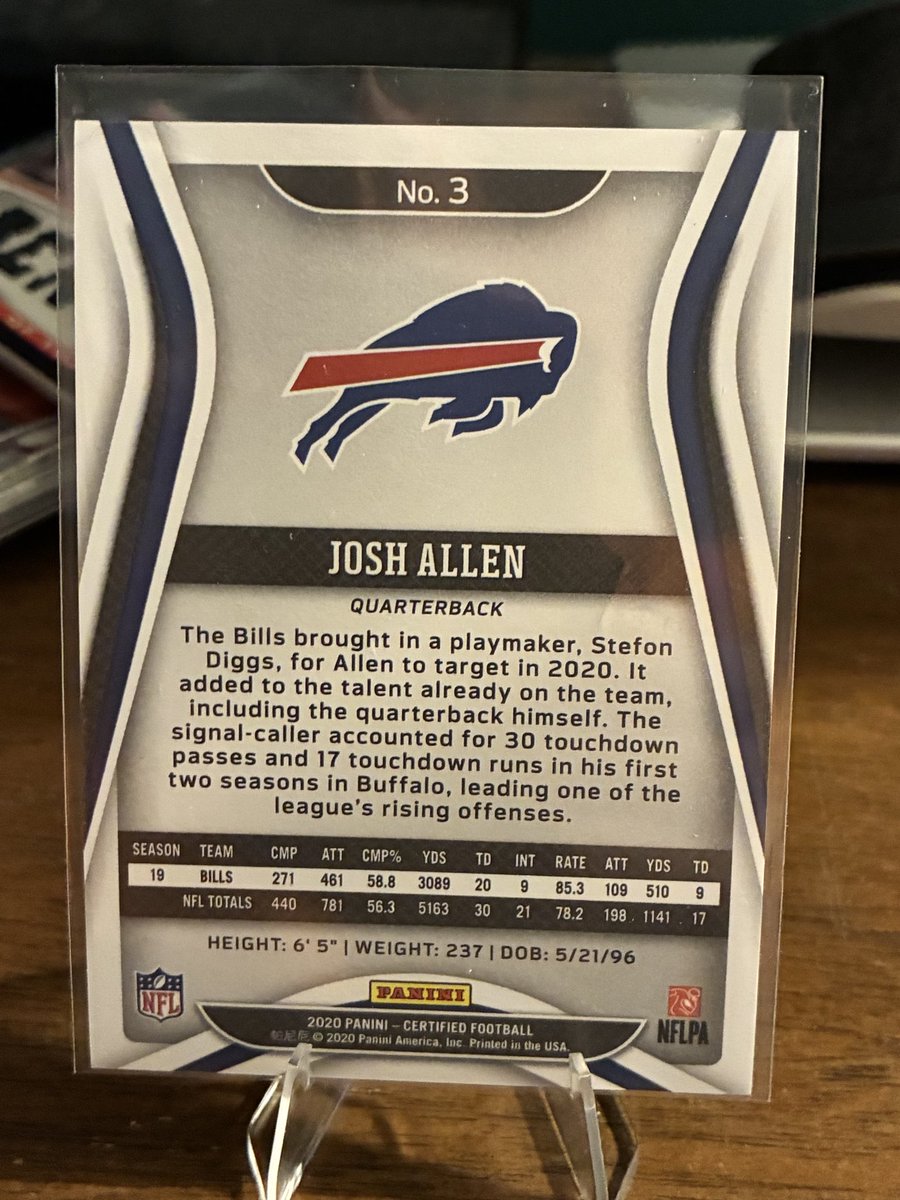 BigKatCard's tweet photo. 2020 Panini Certified - Josh Allen #3 Mirror /450 $10 https://t.co/UsAqNm7rnn