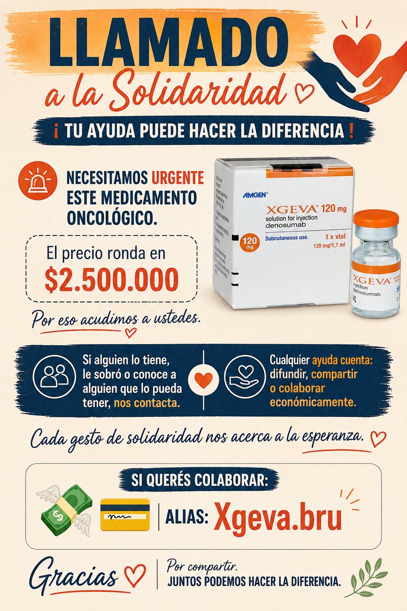 Elmattyh's tweet photo. @CHANOTB Perdón por comentar esto acá. Estamos buscando con urgencia Xgeva 120 mg para una persona con cáncer. Si no podés ayudar, un RT puede hacer que llegue a quien sí pueda. ❤️🙏 https://t.co/eD5K59xstE