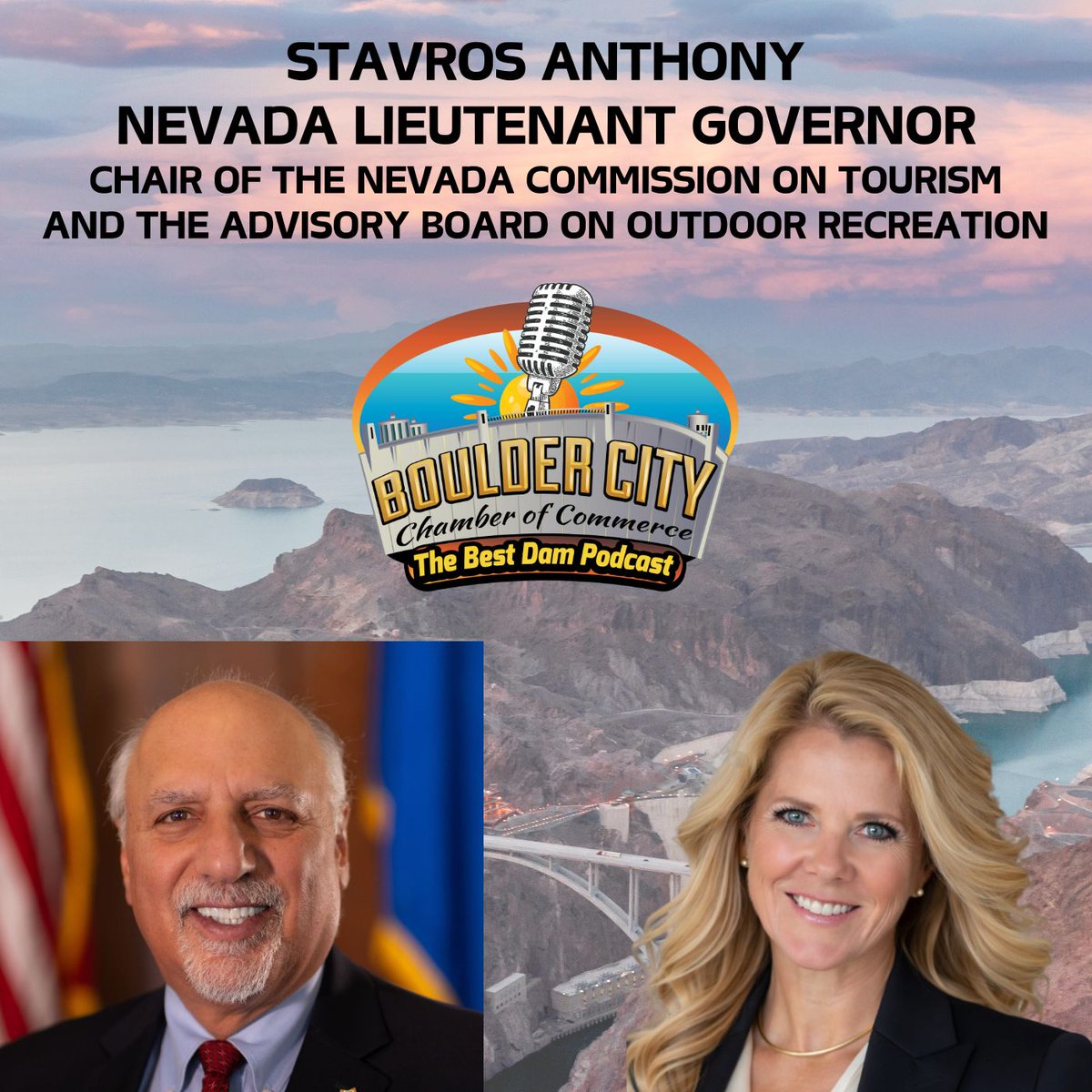 BCNevadaChamber's tweet photo. 🎙️ New Podcast Episode Alert 📢

NV Lt. Gov. Stavros Anthony joins The Best Dam Podcast! 🏛️✨

https://t.co/112lczXJGF

We talk @TravelNevada road trips 🚗, civic duty 🇺🇸, honoring veterans 🎖️, and reading 47+ presidential bios! 📚 https://t.co/y5CKd6Kl73