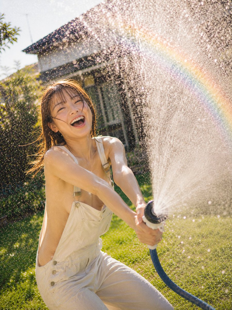 zafolia1992's tweet photo. 暑い夏は水遊び！（ChatGPT） https://t.co/FSRetz5cAm