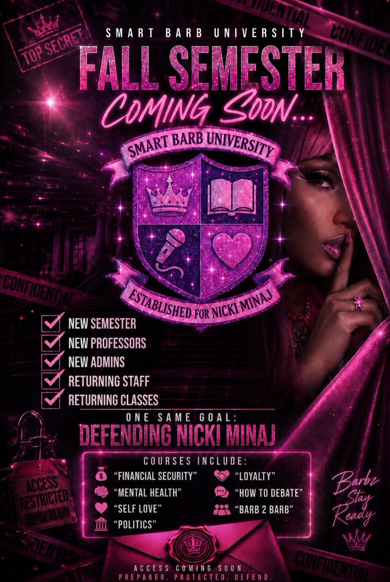 FeelTheBass86's tweet photo. 🔒 CONFIDENTIAL // SMART BARB UNIVERSITY // INTERNAL MEMO 🔒

Some doors aren’t announced. They’re unlocked only for those paying attention

A new semester is approaching. New professors. New admins. Returning staff. One same goal

This isn’t just another rollout. It’s preparation

The curriculum is changing. The mission isn’t

Keep your notifications on. Watch closely. The next reveal will come without warning

Class is almost back in session. Coming Soon…