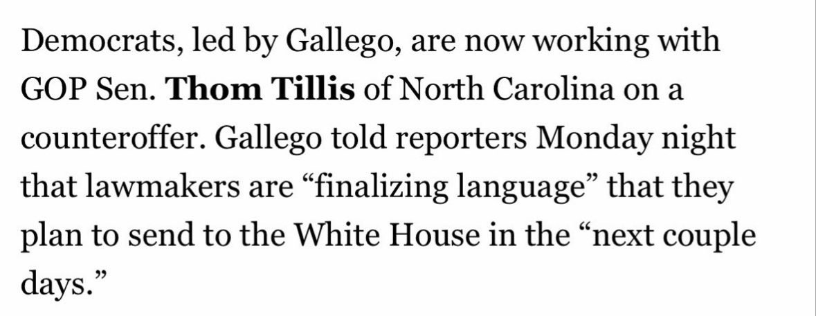 Crypto_WarRoom's tweet photo. NEW: Sens. Ruben Gallego (D-AZ) and Thom Tillis (R-NC) are “finalizing language” of a bipartisan ethics counteroffer on the Clarity Act — POLITICO https://t.co/g2joNdM8cC
