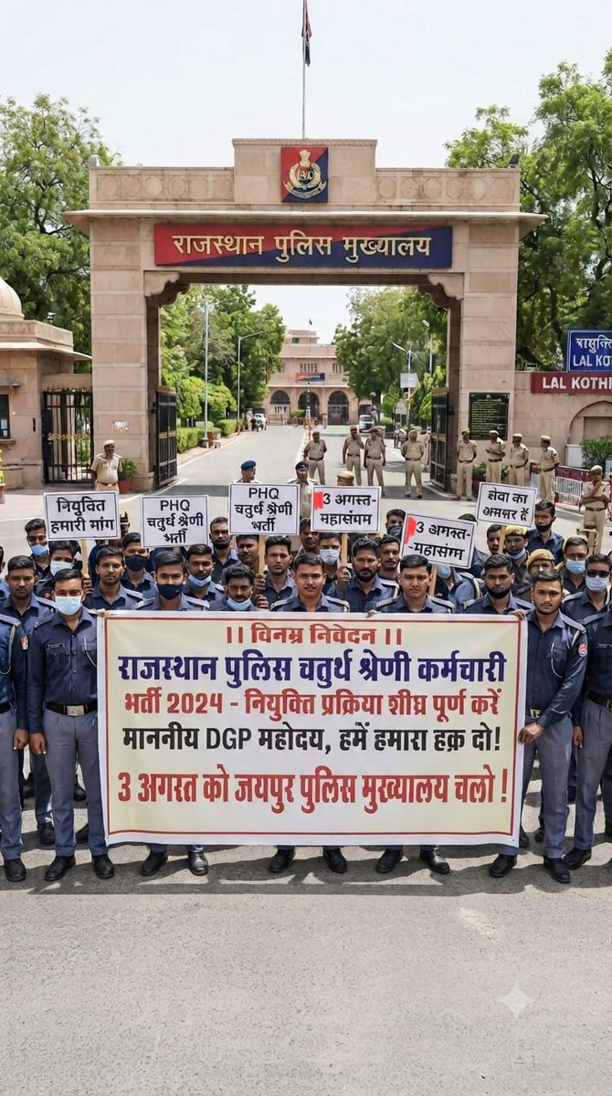 poonia45761's tweet photo. महानिदेशक पुलिस, जयपुर में चतुर्थ श्रेणी पद पर चयनित हुआ हूँ। अब तक जॉइनिंग प्रक्रिया शुरू नहीं हुई है। कृपया जॉइनिंग की तिथि एवं देरी का कारण बताने का कष्ट करें।” 3 अगस्त जयपुर चलो अभियान अपना हक लो ...  @PoliceRajasthan @RajPoliceHelp
@Rajeev_ips https://t.co/ai06rr61qg