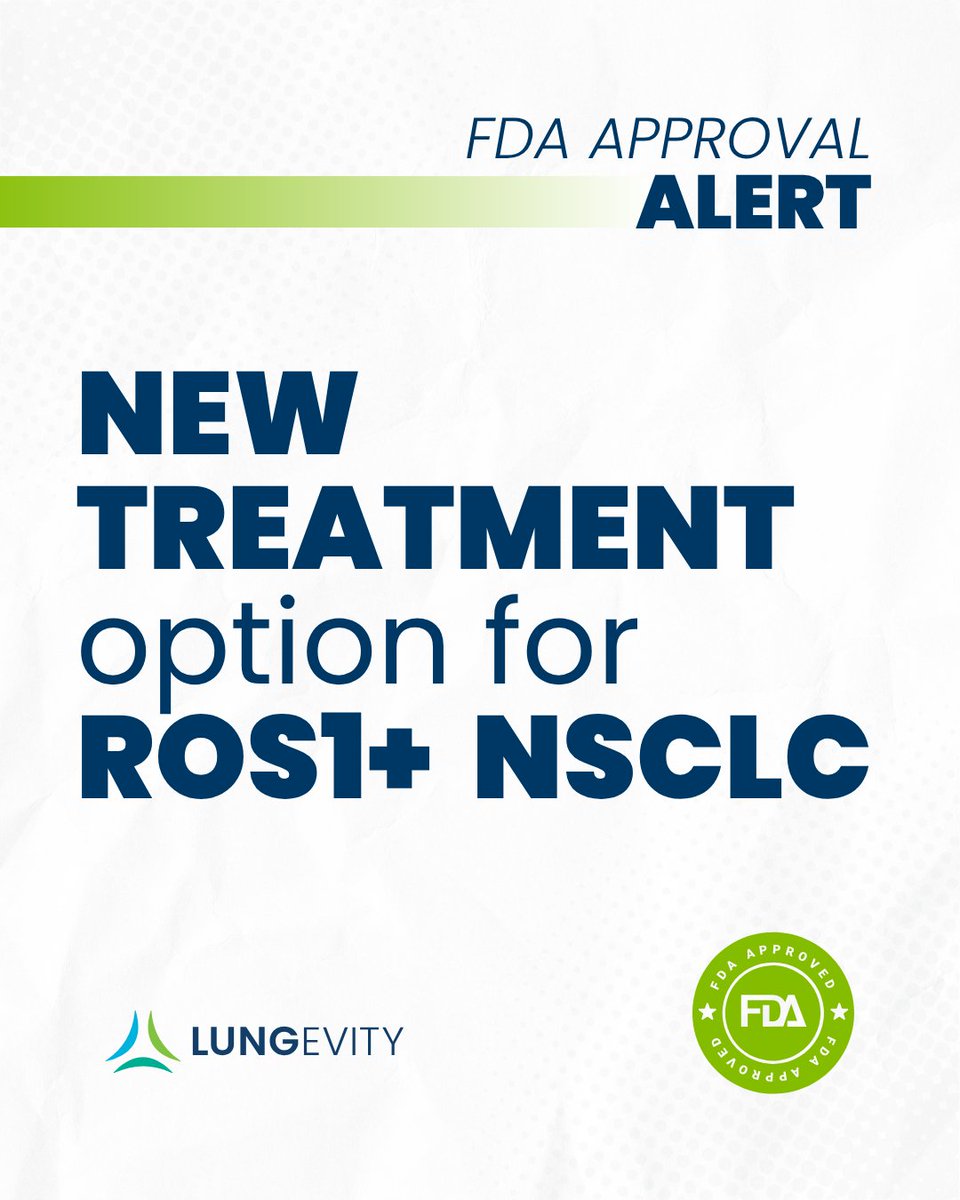 LUNGevity's tweet photo. FDA approval alert!

On July 22, 2026, the US FDA approved zidesamtinib for adults with advanced NSCLC whose tumors have ROS1 mutations, expanding treatment options for patients with this type of lung cancer.  Learn more here: https://t.co/tuqQbmu7i2 https://t.co/JXorMukPSY